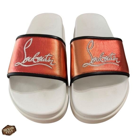 Christian Louboutin Ombre Leather Red Bottom Slide Size 44 | Designer Sandal NEW - Picture 4 of 16